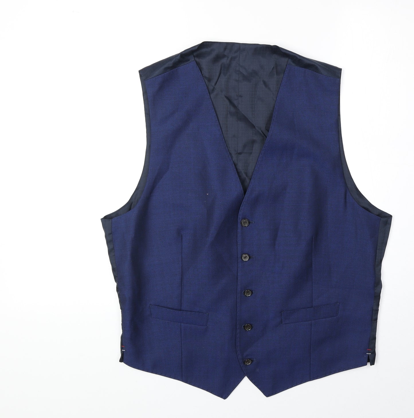Autograph Mens Blue Wool Jacket Suit Waistcoat Size L Regular