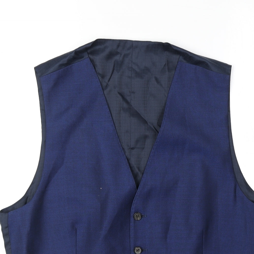 Autograph Mens Blue Wool Jacket Suit Waistcoat Size L Regular