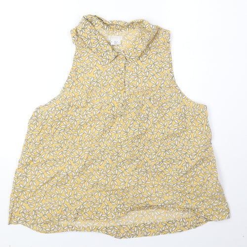 Cooperative Womens Yellow Geometric 100% Cotton Basic Blouse Size L Collared