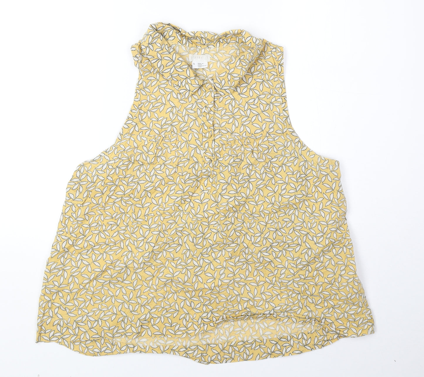Cooperative Womens Yellow Geometric 100% Cotton Basic Blouse Size L Collared