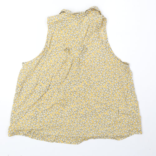 Cooperative Womens Yellow Geometric 100% Cotton Basic Blouse Size L Collared