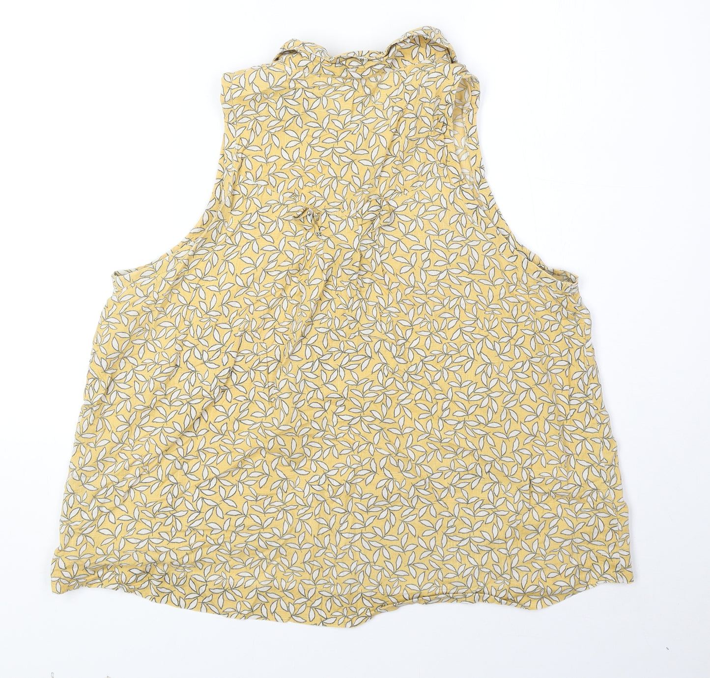 Cooperative Womens Yellow Geometric 100% Cotton Basic Blouse Size L Collared