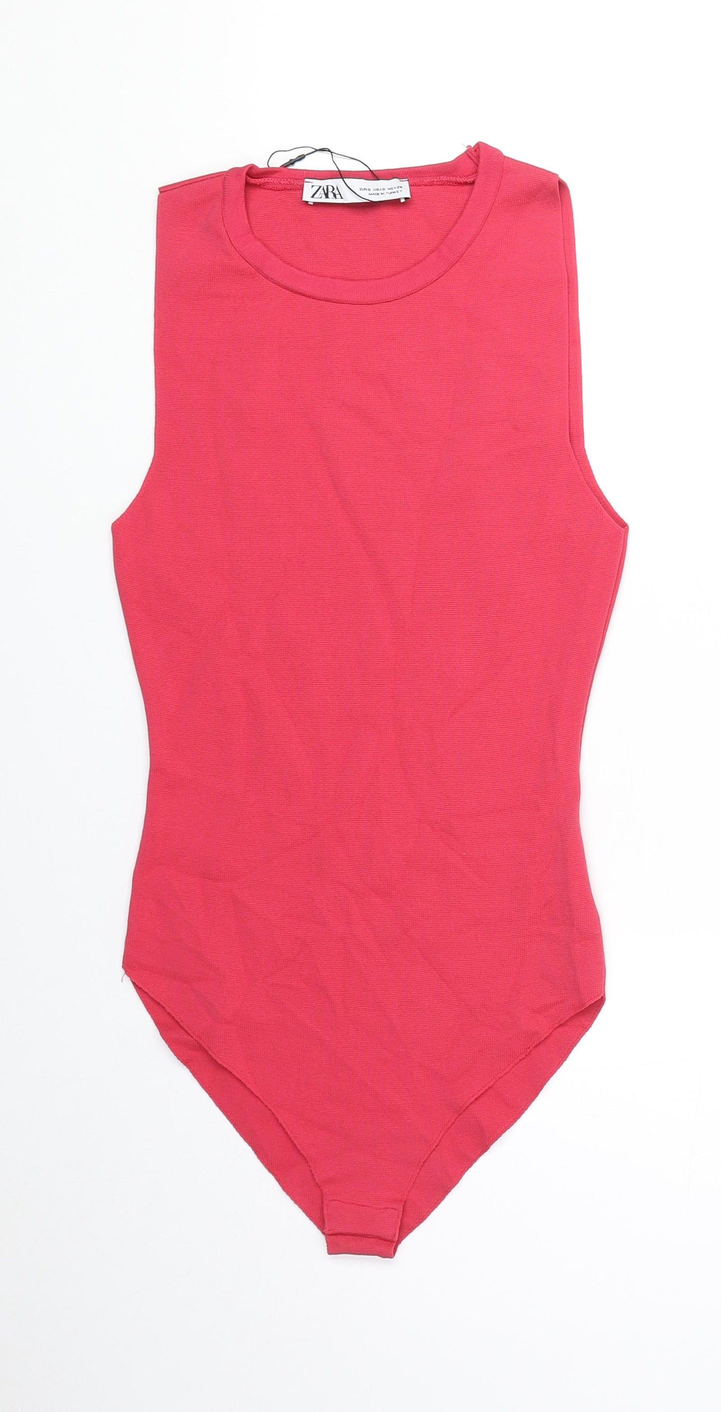 Zara Womens Pink Polyamide Bodysuit One-Piece Size S Snap