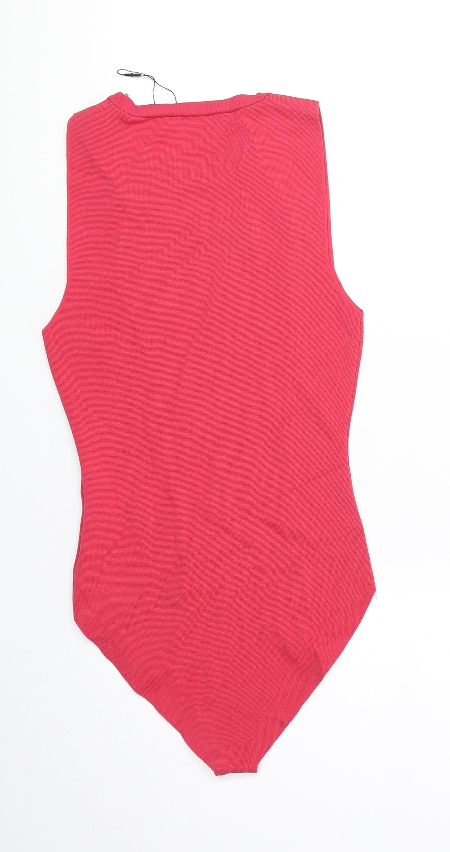 Zara Womens Pink Polyamide Bodysuit One-Piece Size S Snap