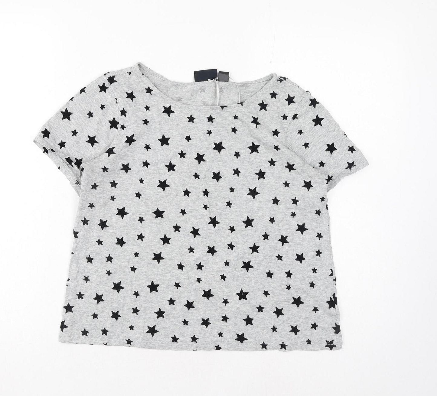 ESMARA Womens Grey Geometric Polyester Basic T-Shirt Size XS Boat Neck - Stars