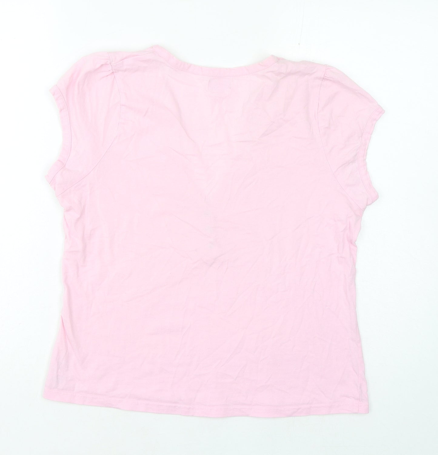 Matalan Womens Pink Cotton Basic T-Shirt Size 14 V-Neck