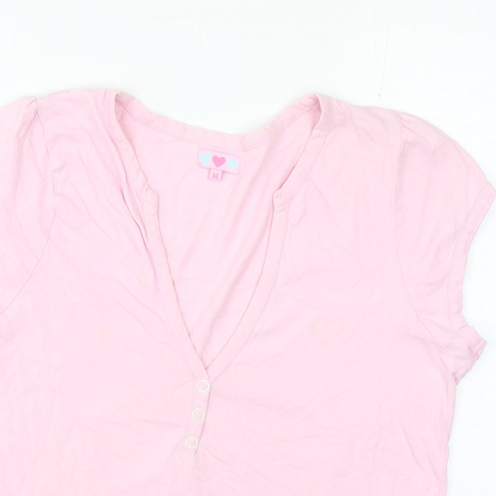 Matalan Womens Pink Cotton Basic T-Shirt Size 14 V-Neck