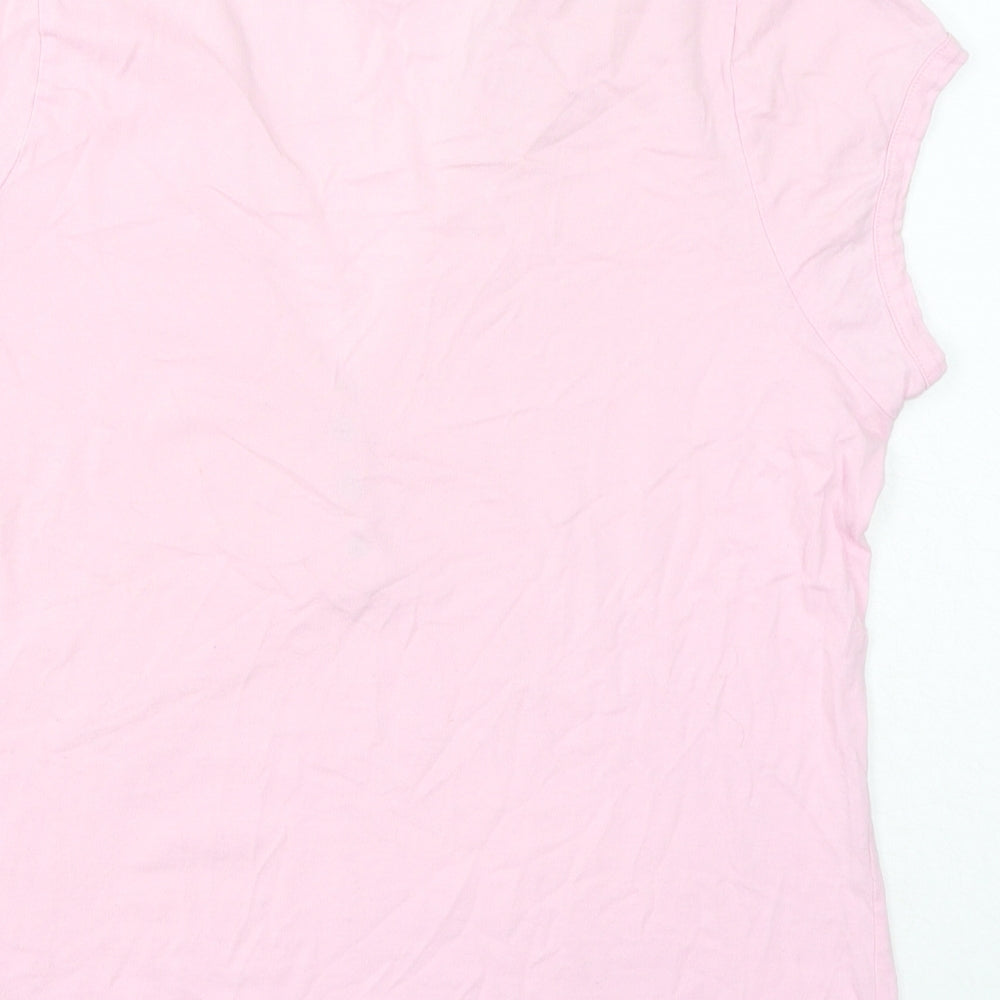 Matalan Womens Pink Cotton Basic T-Shirt Size 14 V-Neck