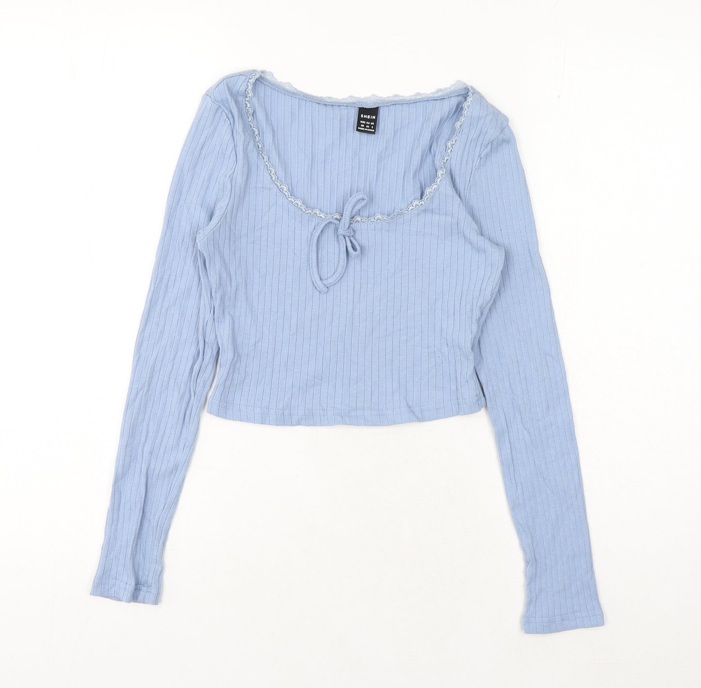 SheIn Womens Blue Polyester Basic T-Shirt Size XS Round Neck