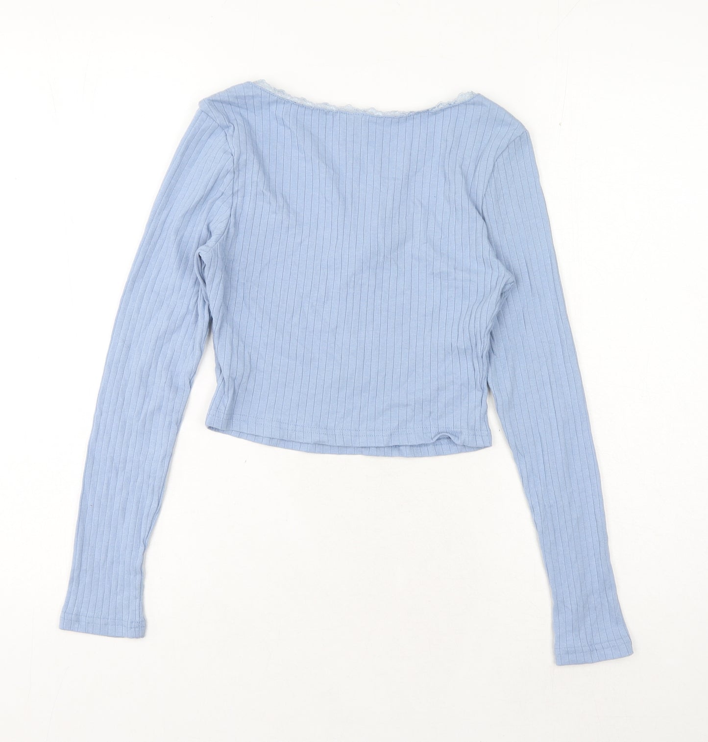SheIn Womens Blue Polyester Basic T-Shirt Size XS Round Neck