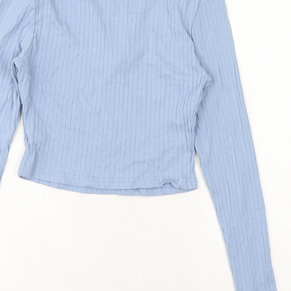 SheIn Womens Blue Polyester Basic T-Shirt Size XS Round Neck