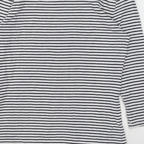 Marks and Spencer Womens White Striped Cotton Basic Blouse Size 8 Boat Neck