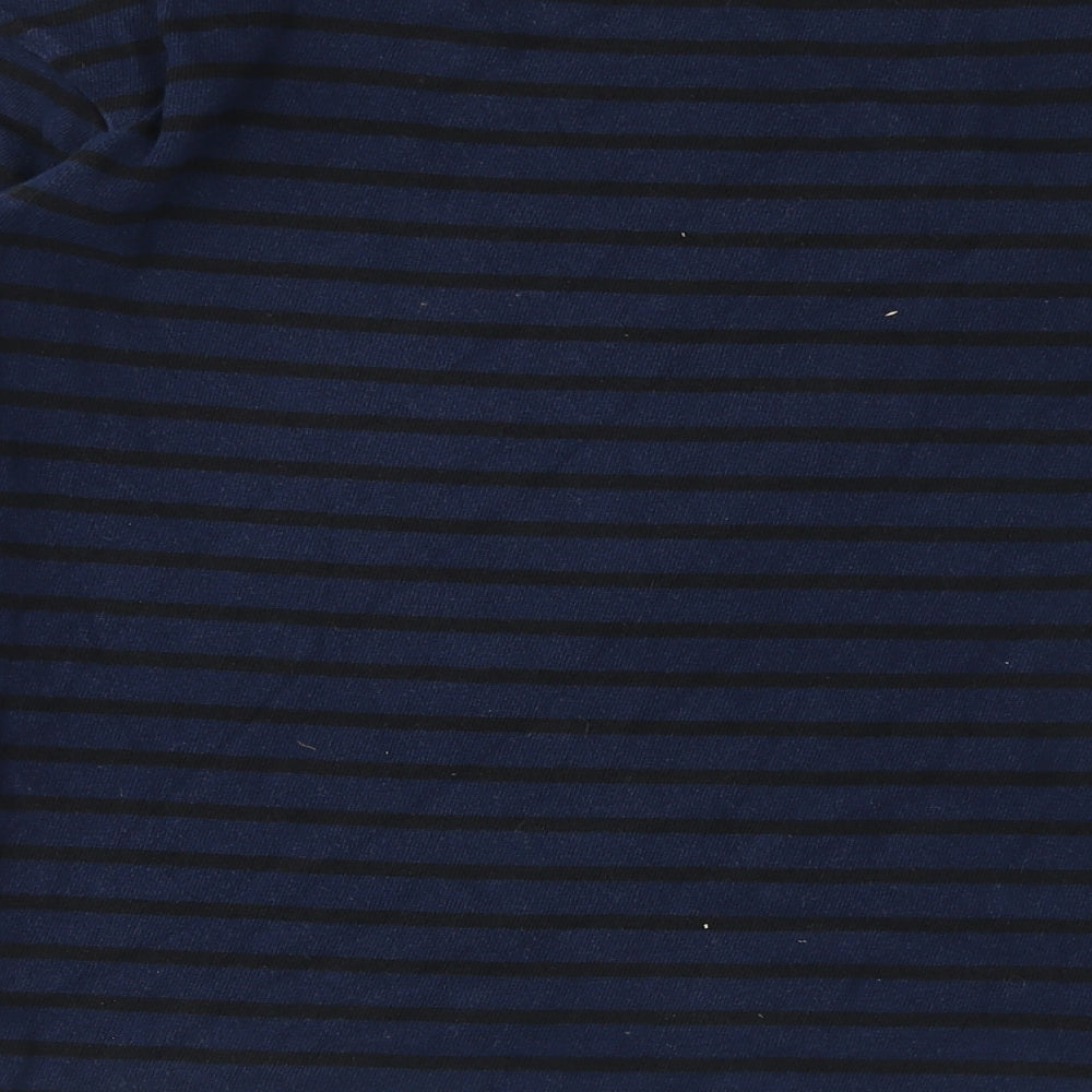 People Tree Womens Blue Striped Cotton Basic Blouse Size 8 Boat Neck