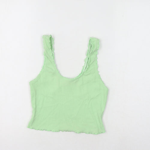 ASOS Womens Green Cotton Cropped Tank Size 10 Scoop Neck