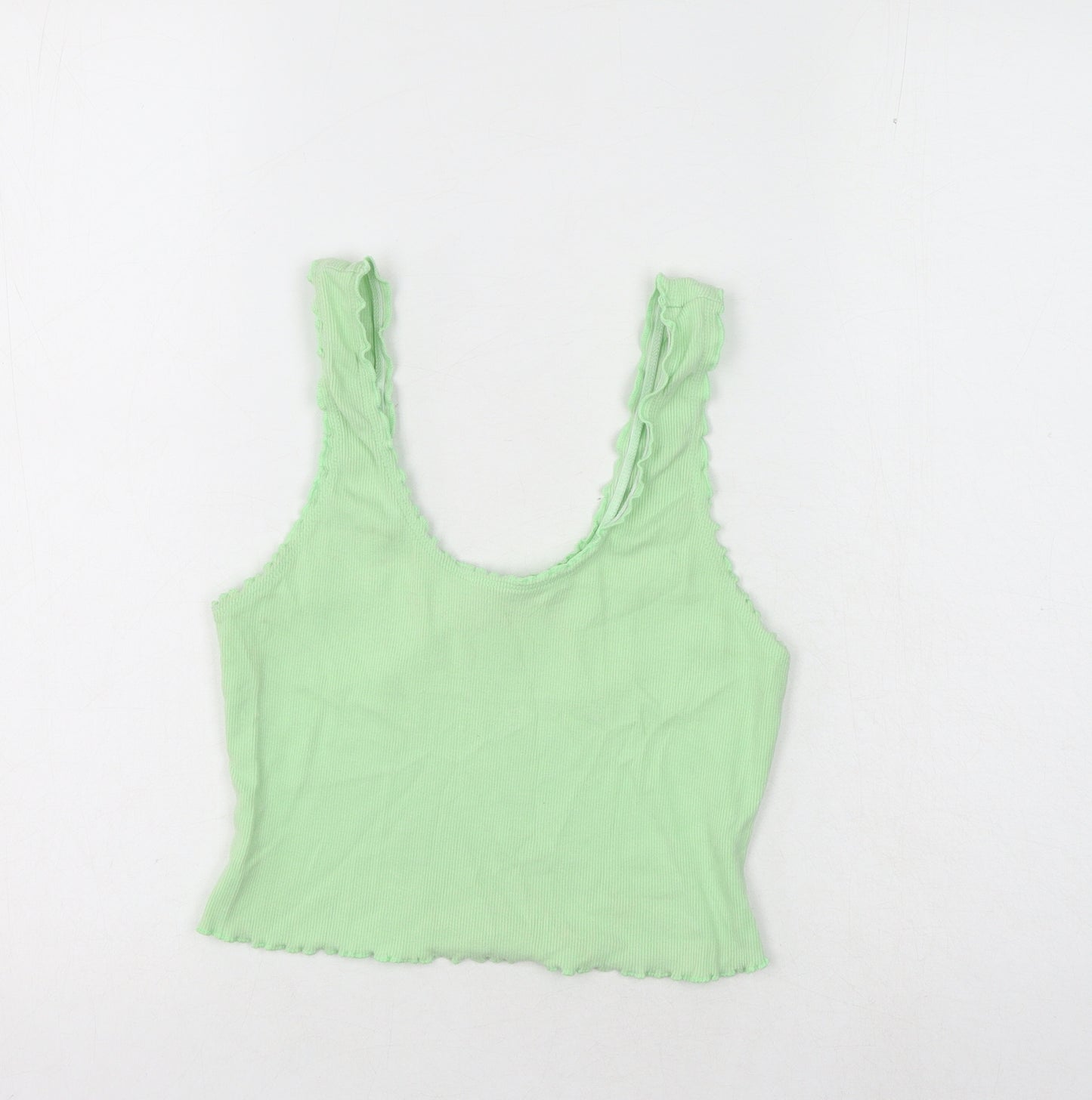 ASOS Womens Green Cotton Cropped Tank Size 10 Scoop Neck