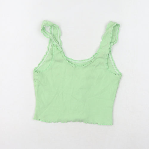ASOS Womens Green Cotton Cropped Tank Size 10 Scoop Neck