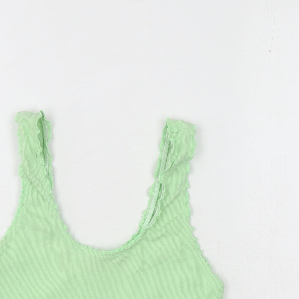 ASOS Womens Green Cotton Cropped Tank Size 10 Scoop Neck