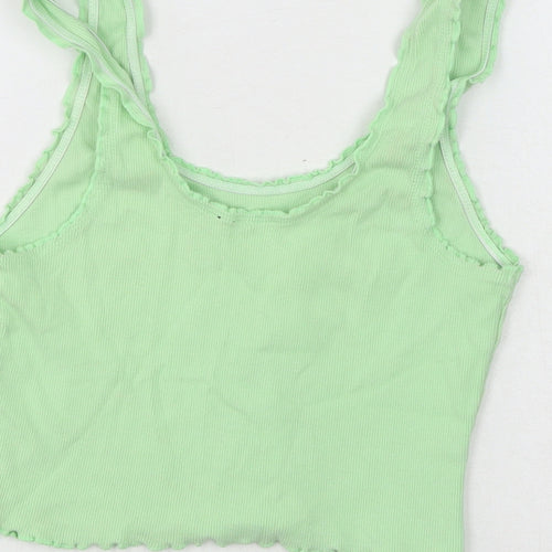 ASOS Womens Green Cotton Cropped Tank Size 10 Scoop Neck