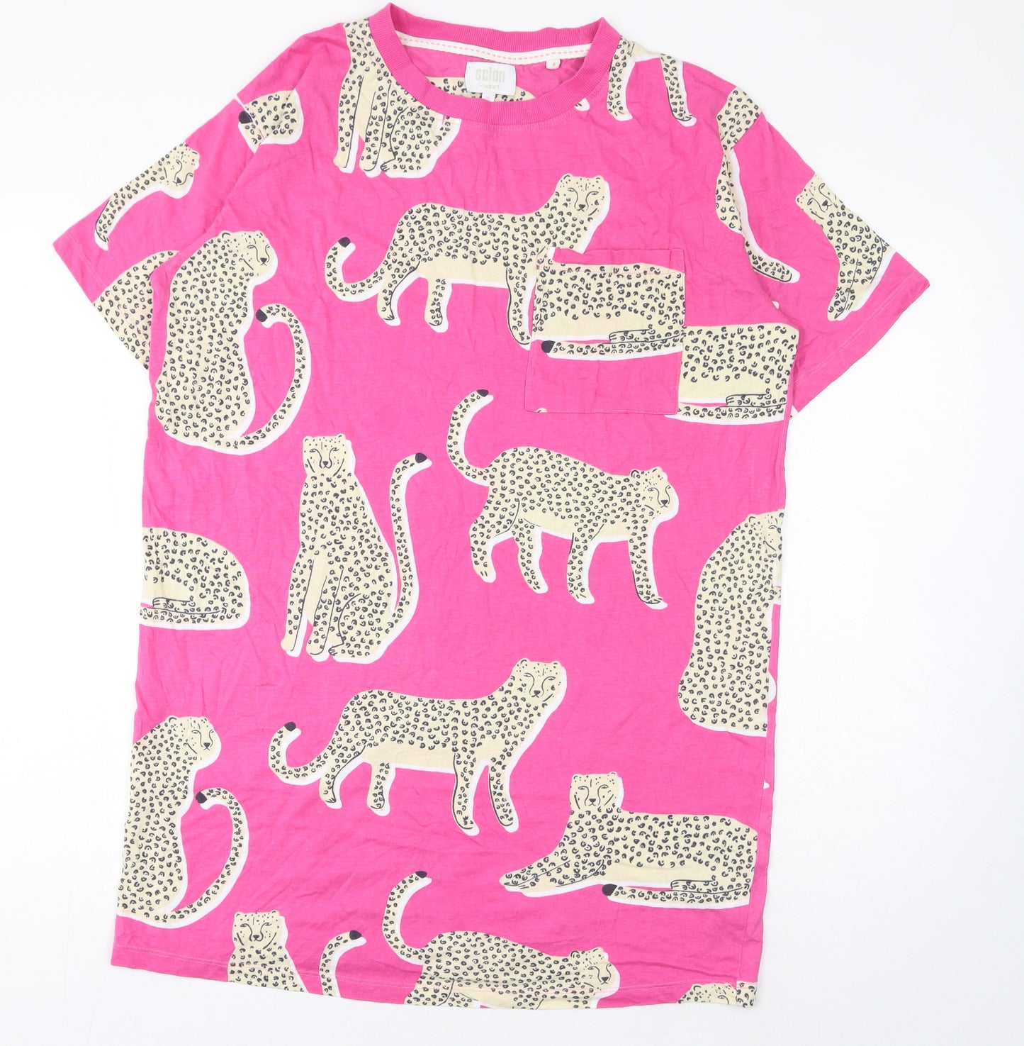 NEXT Womens Pink Geometric Cotton Top Dress Size M - Leopard