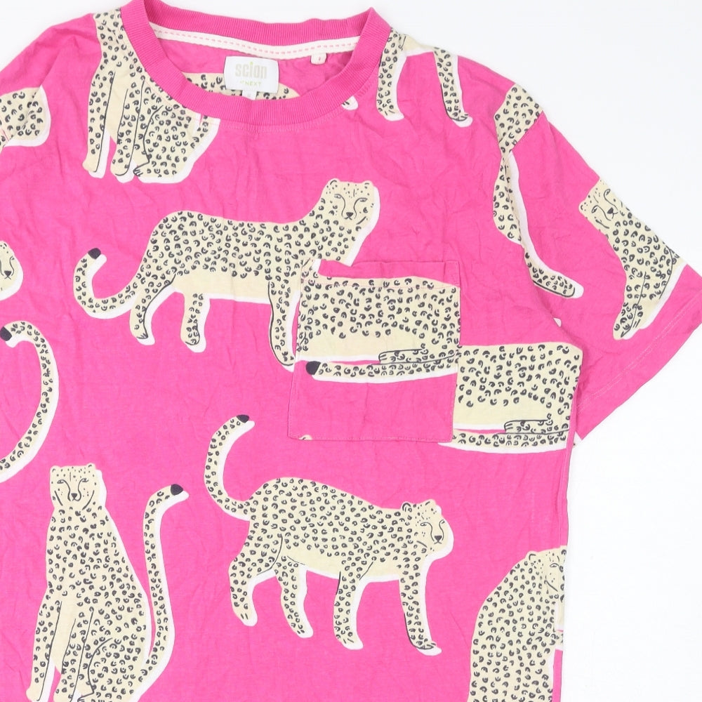 NEXT Womens Pink Geometric Cotton Top Dress Size M - Leopard