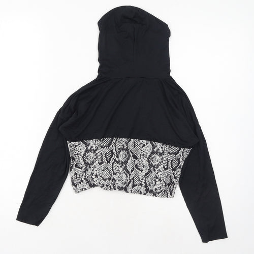Matalan Girls Black Animal Print Polyester Pullover Hoodie Size 9 Years Pullover - Cropped Snake Skin Print