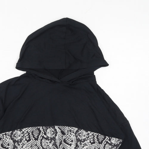Matalan Girls Black Animal Print Polyester Pullover Hoodie Size 9 Years Pullover - Cropped Snake Skin Print