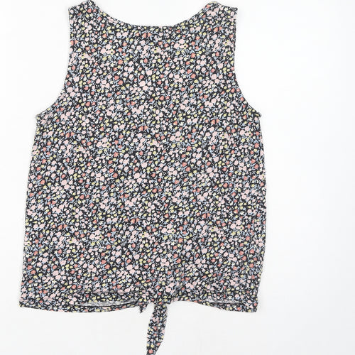 New Look Womens Multicoloured Floral Cotton Basic Tank Size 8 Scoop Neck - Tie Front