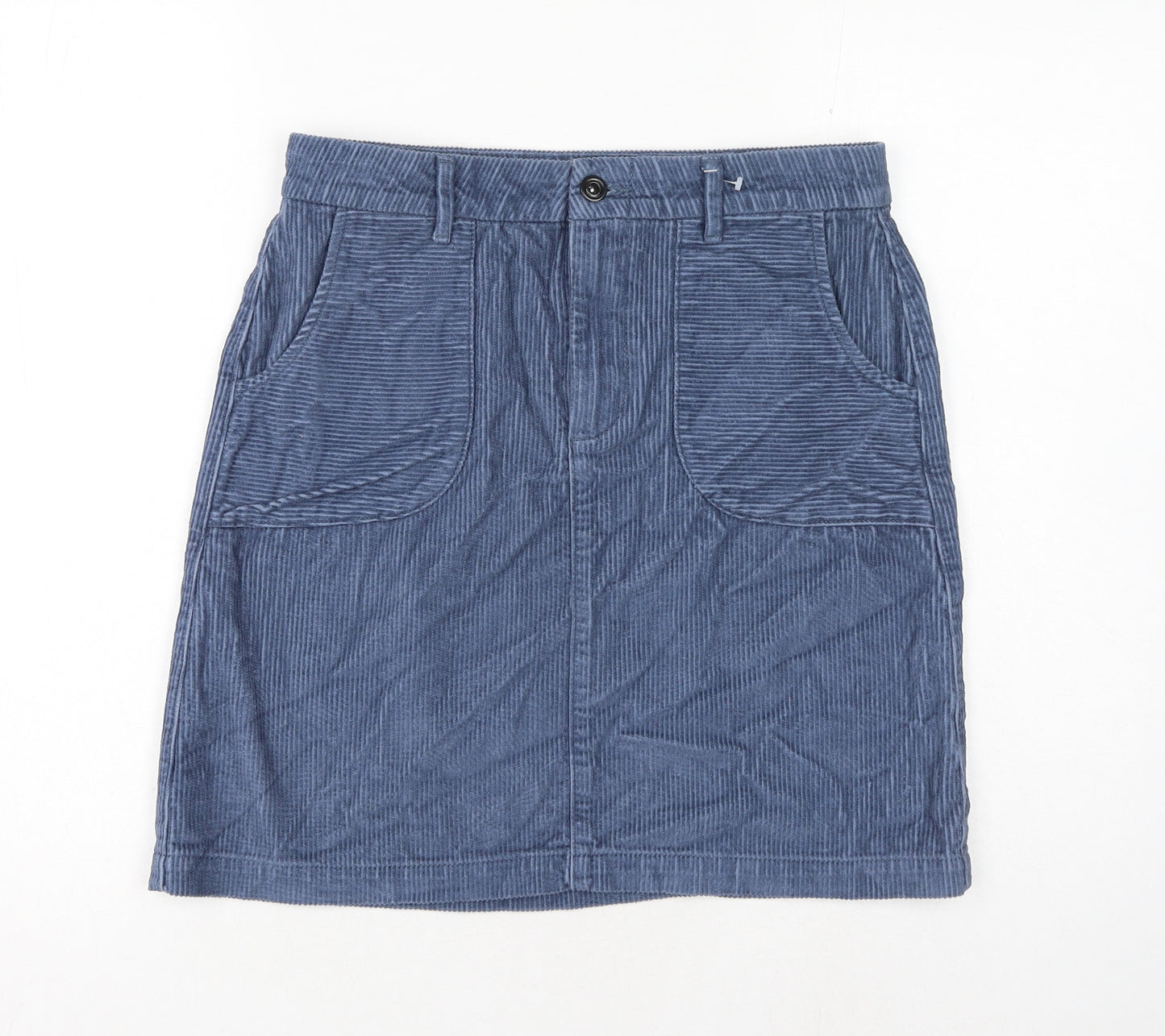 TU Womens Blue Cotton Straight & Pencil Skirt Size 10 Button