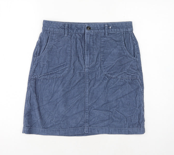TU Womens Blue Cotton Straight & Pencil Skirt Size 10 Button