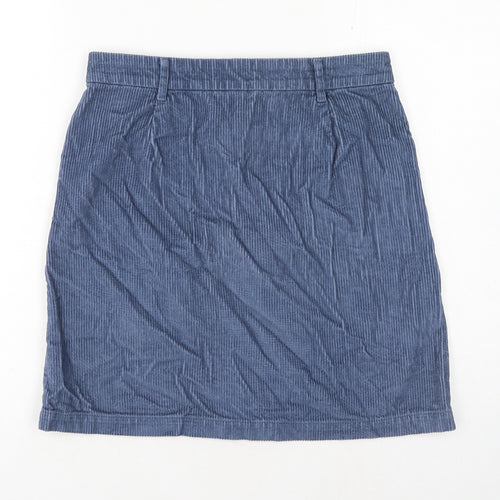 TU Womens Blue Cotton Straight & Pencil Skirt Size 10 Button