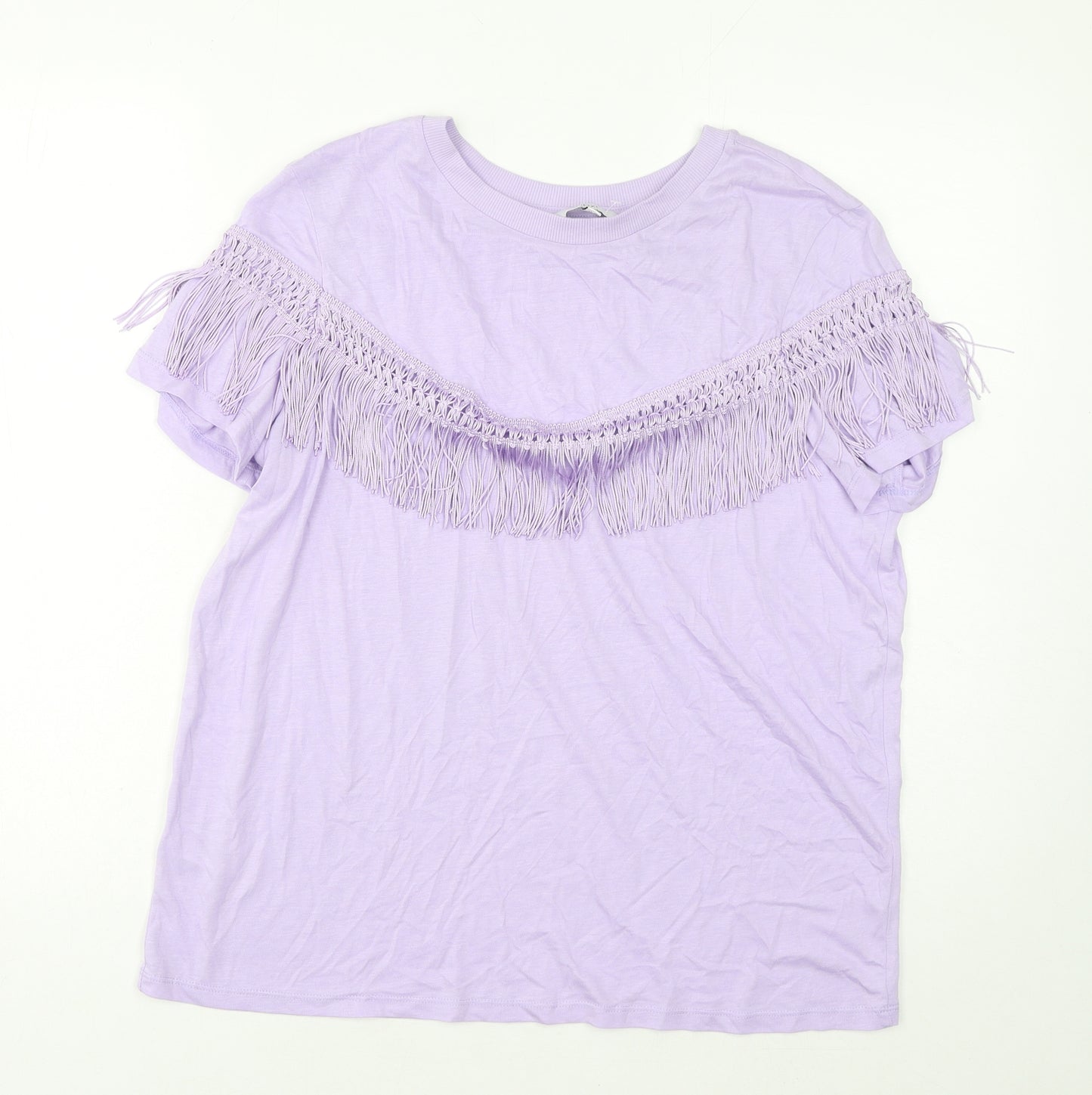 NEXT Womens Purple Modacrylic Basic T-Shirt Size 16 Scoop Neck