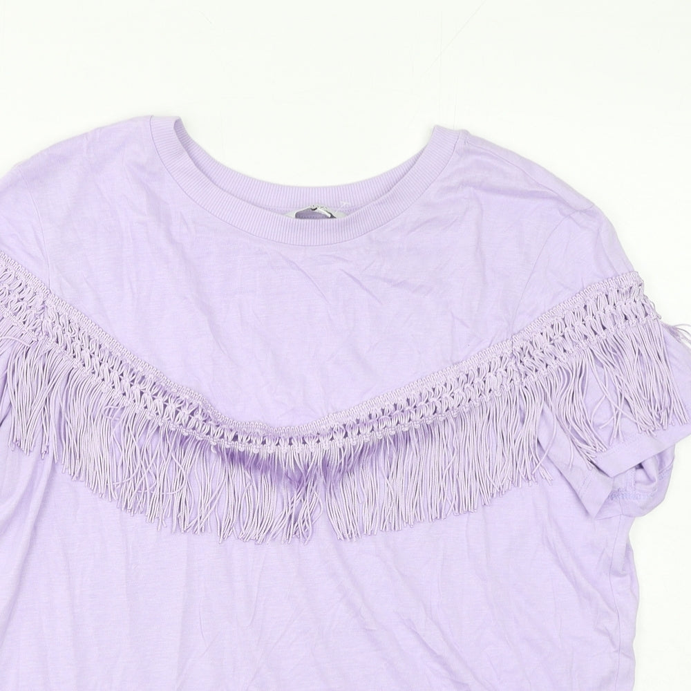 NEXT Womens Purple Modacrylic Basic T-Shirt Size 16 Scoop Neck