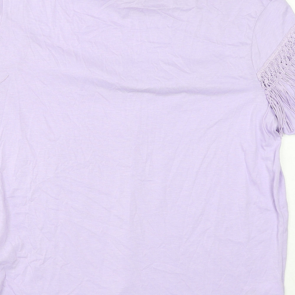 NEXT Womens Purple Modacrylic Basic T-Shirt Size 16 Scoop Neck