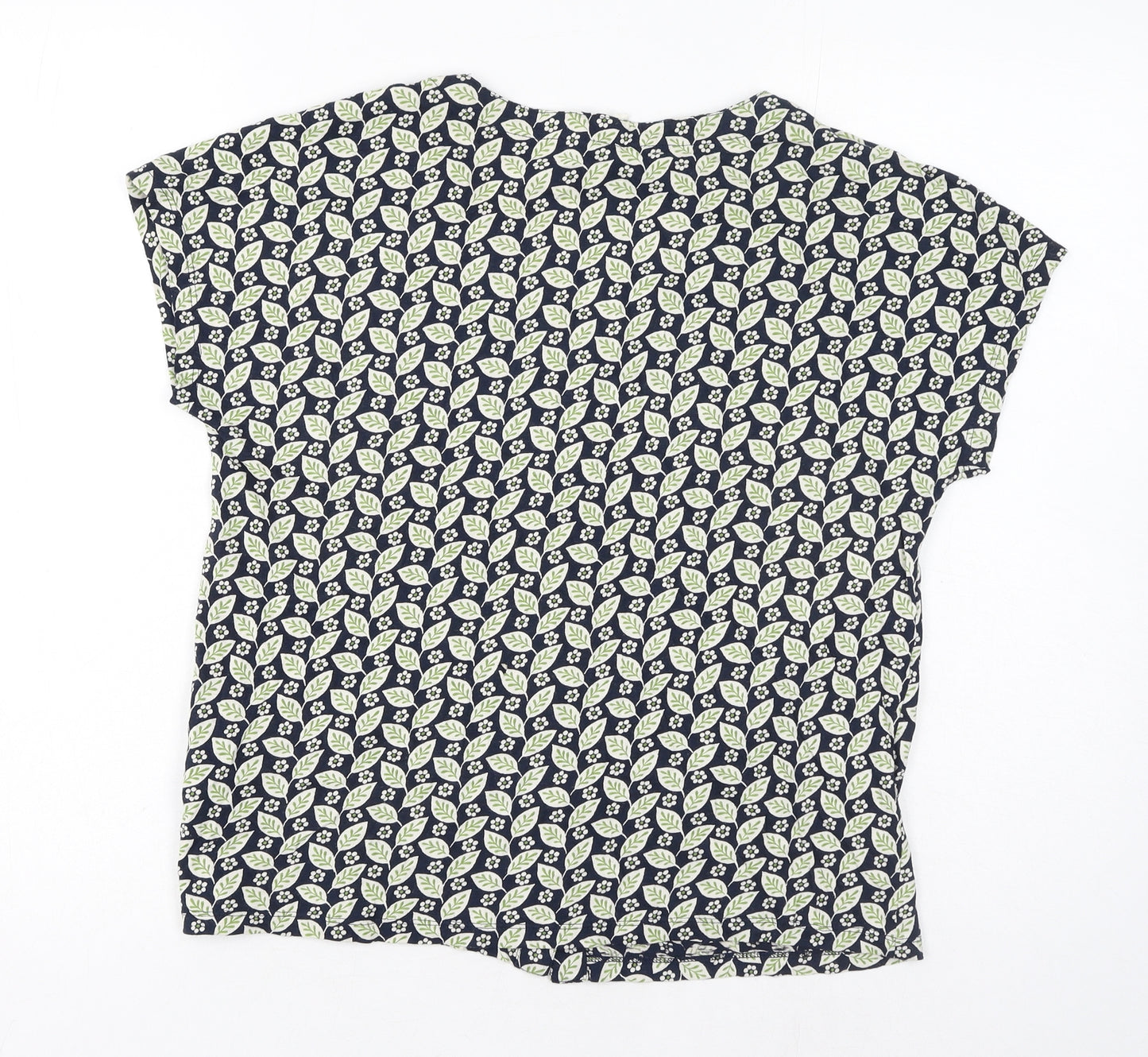 Seasalt Womens Green Geometric Cotton Basic Blouse Size 10 V-Neck