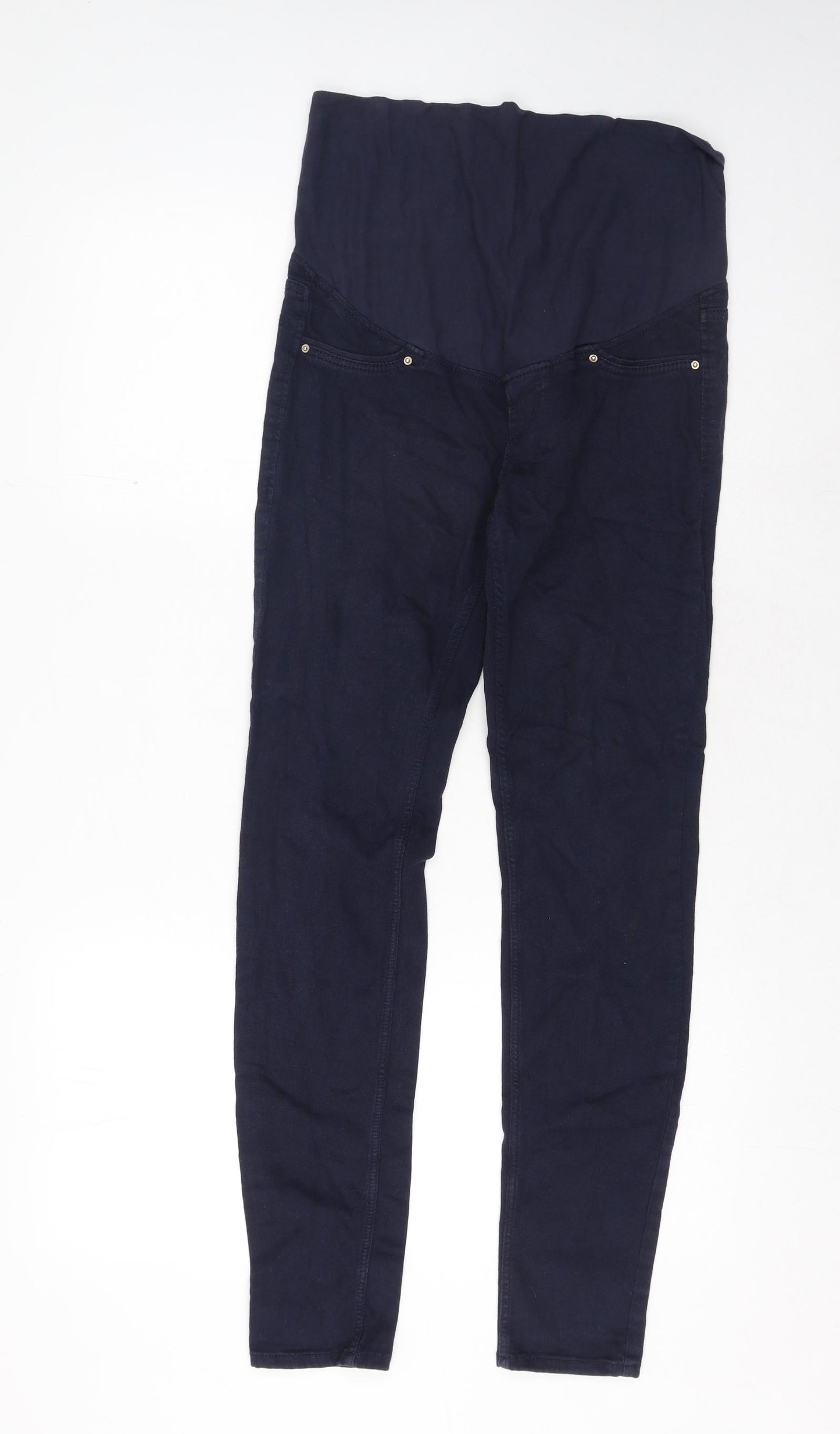 H&M Womens Blue Herringbone Cotton Skinny Jeans Size 10 Regular