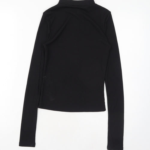 Monica Geuze Womens Black Polyester Basic Blouse Size XS Round Neck