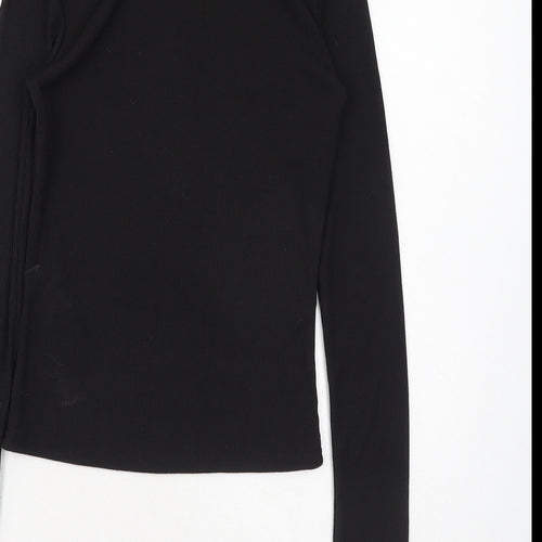 Monica Geuze Womens Black Polyester Basic Blouse Size XS Round Neck