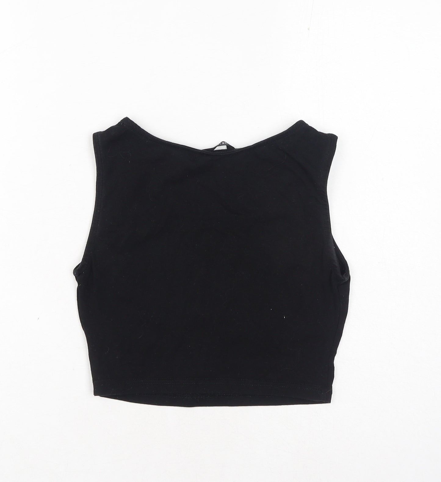 SheIn Womens Black Cotton Cropped Tank Size XS Scoop Neck - Juicy