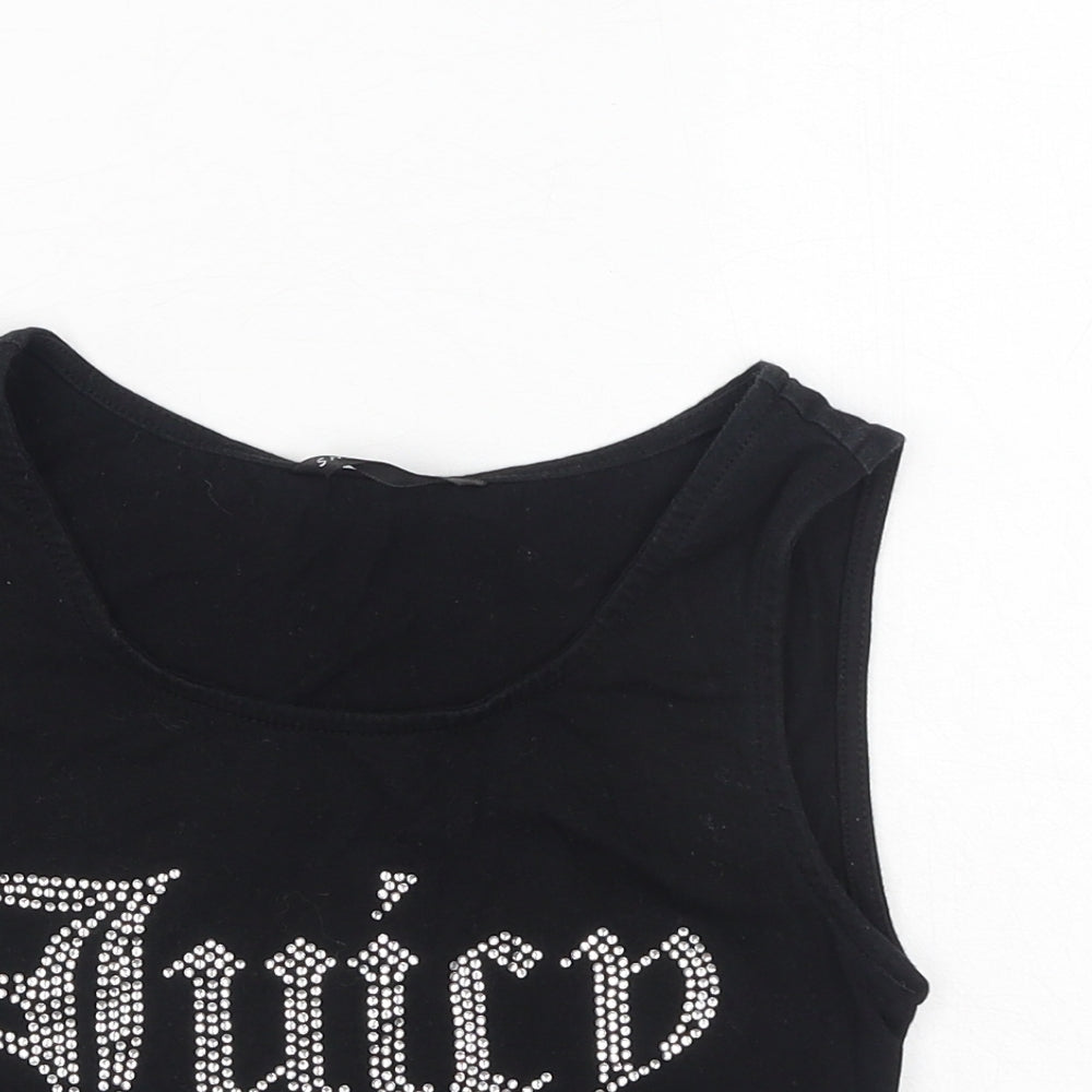 SheIn Womens Black Cotton Cropped Tank Size XS Scoop Neck - Juicy