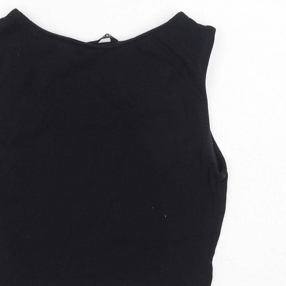 SheIn Womens Black Cotton Cropped Tank Size XS Scoop Neck - Juicy