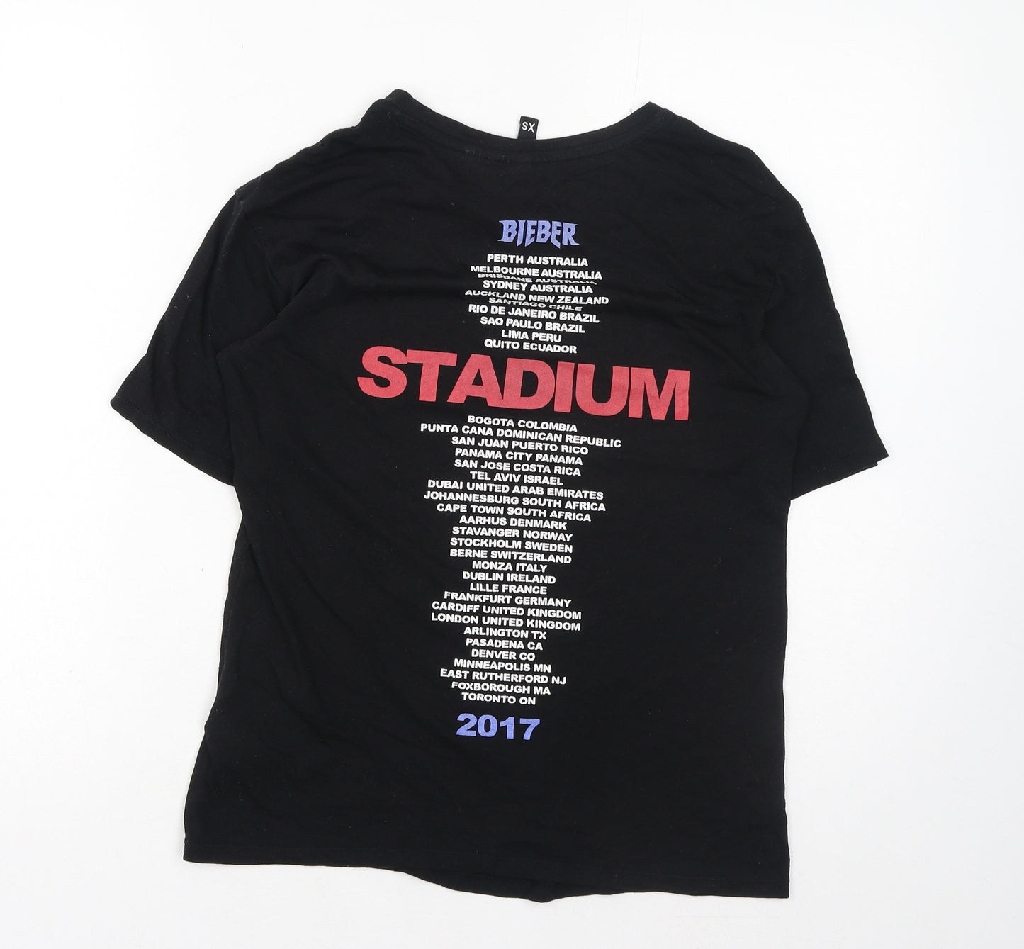 H&M Womens Black Cotton Basic T-Shirt Size XS Round Neck - Team Bieber