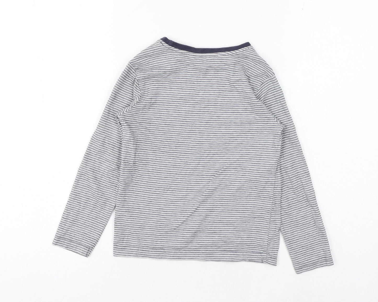 George Boys Blue Striped Polyester Basic T-Shirt Size 5-6 Years Round Neck Pullover