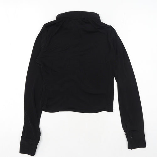 H&M Womens Black Polyester Basic Button-Up Size S Collared