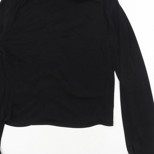 H&M Womens Black Polyester Basic Button-Up Size S Collared