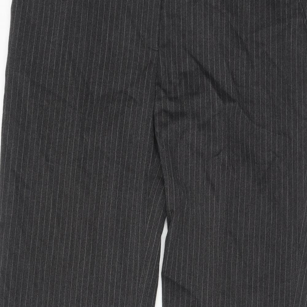 H&M Womens Grey Striped Polyester Chino Trousers Size 12 Regular Zip