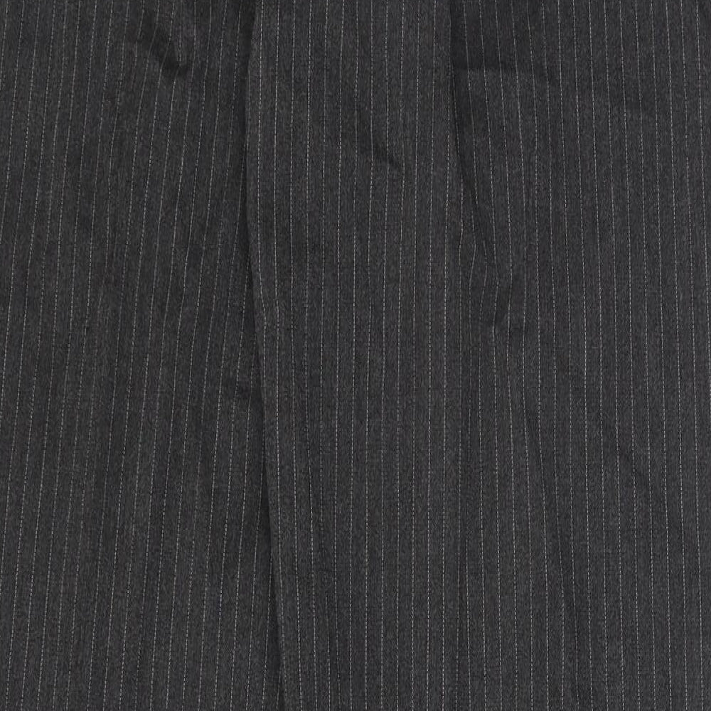 H&M Womens Grey Striped Polyester Chino Trousers Size 12 Regular Zip