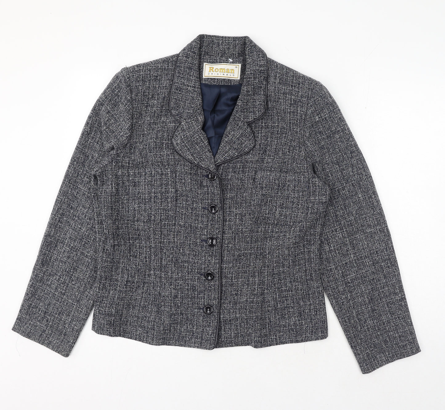 Roman Womens Grey Polyester Jacket Blazer Size 16