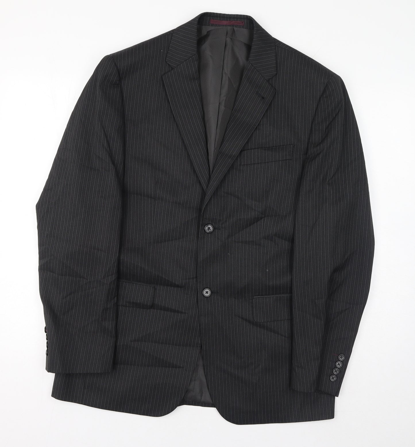 NEXT Mens Black Striped Polyester Jacket Suit Jacket Size 40 Regular