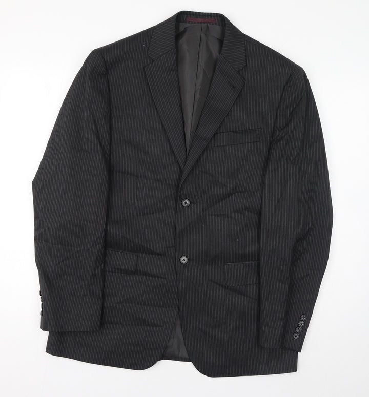 NEXT Mens Black Striped Polyester Jacket Suit Jacket Size 40 Regular