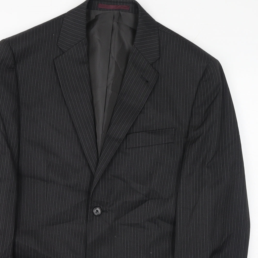 NEXT Mens Black Striped Polyester Jacket Suit Jacket Size 40 Regular